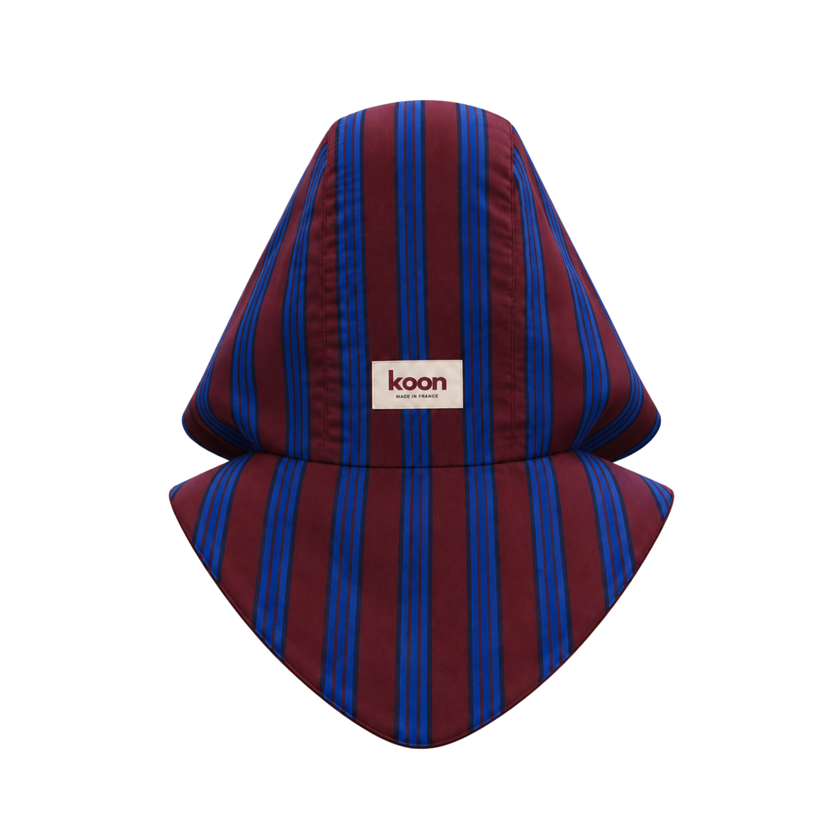 Capuche KOON amovible à nouer, réversible et imperméable kaki à rayures bleu/bordeaux